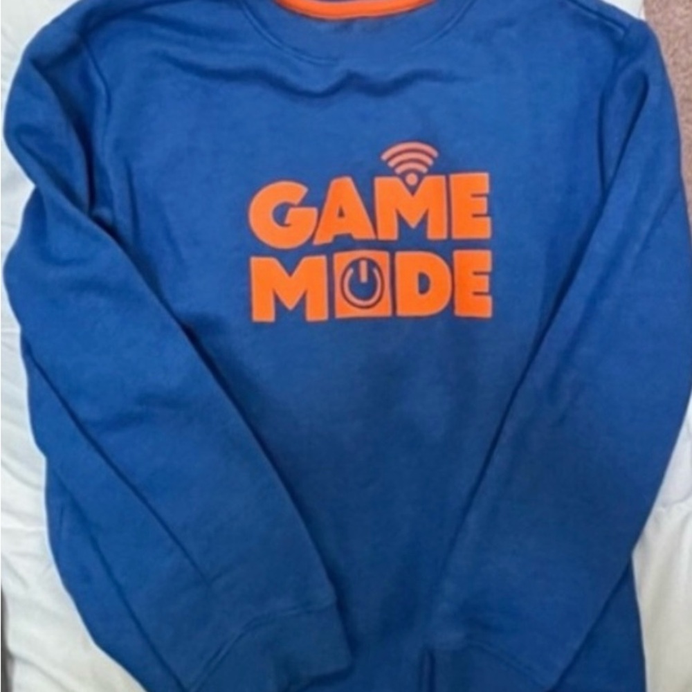 Cat & Jack Boys Blue Sweatshirt with Neon Print & bcg Long Sleeve Tee Small
